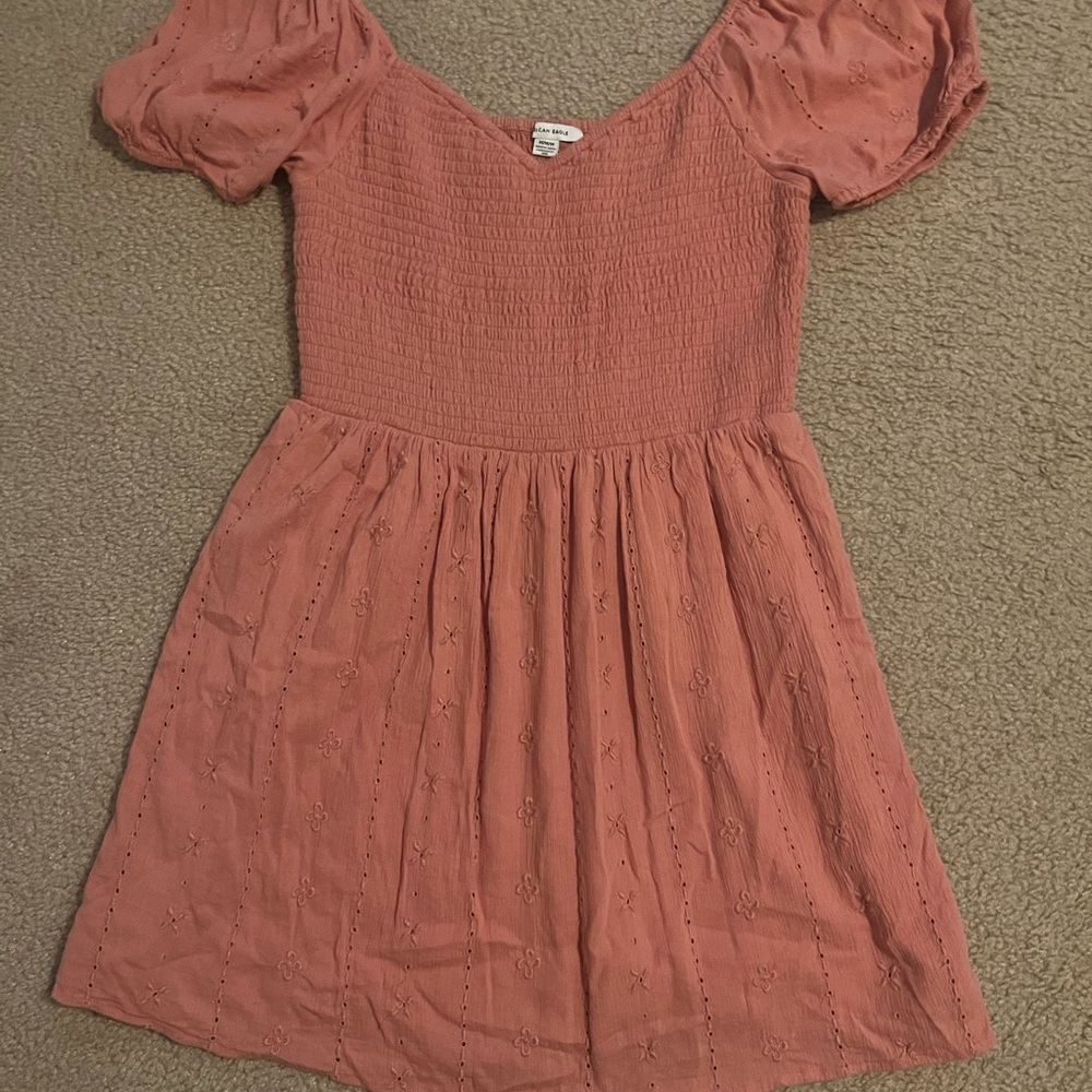 American Eagle Outfitters Coral Puff Sleeve Dress